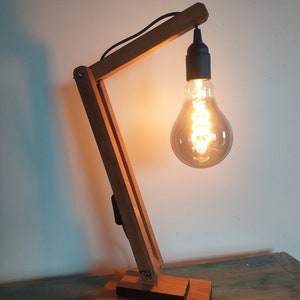 Atmosphere lamp "dyed wood and black", table lamp, table lamp, upcycling, industrial type lamp, lamp on base, handmade