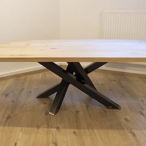 Cross frame raw steel clear varnish matt MI-KADO 80x80 L1400 table frame kitchen table dining table table base X-frame