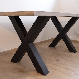 Tischgestell Stahl schwarz matt TUX 100x100 900 Tischkufe Kreuz X-Gestell Tischuntergestell 2 Stk