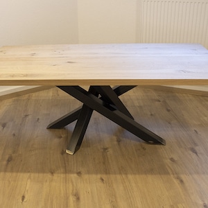 Cross frame raw steel clear varnish matt MI-KADO 60x60 L1400 table frame kitchen table dining table table base X-frame