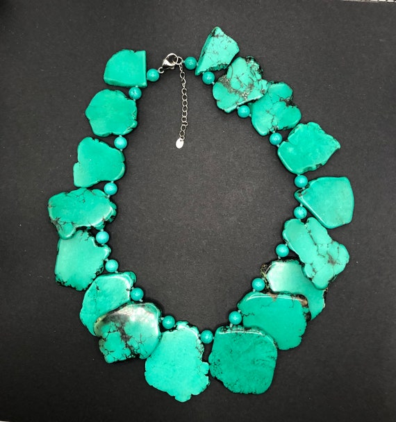 Turquoise color howlite necklace