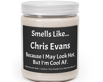 Chris Evans Velas de Aromaterapia, 9oz / Huele a... Chris Evans, porque puedo parecer caliente, pero soy genial AF / Celebrity Praye
