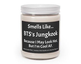 Velas de aromaterapia Jungkook de BTS, 9oz / Huele como... Jungkook de BTS, porque puedo parecer caliente, pero soy genial AF / Vela de oración de celebridades