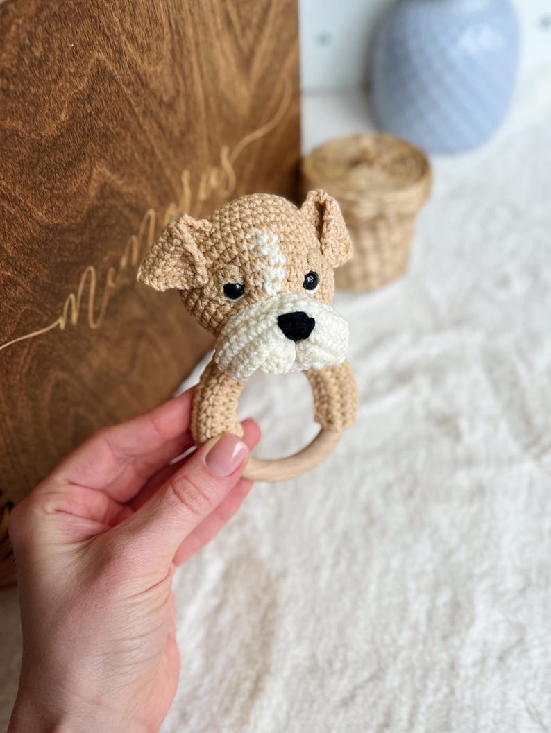 Crochet Rattle, Cute English Bulldog Rattle, Bulldog Toy, Baby Shower ...