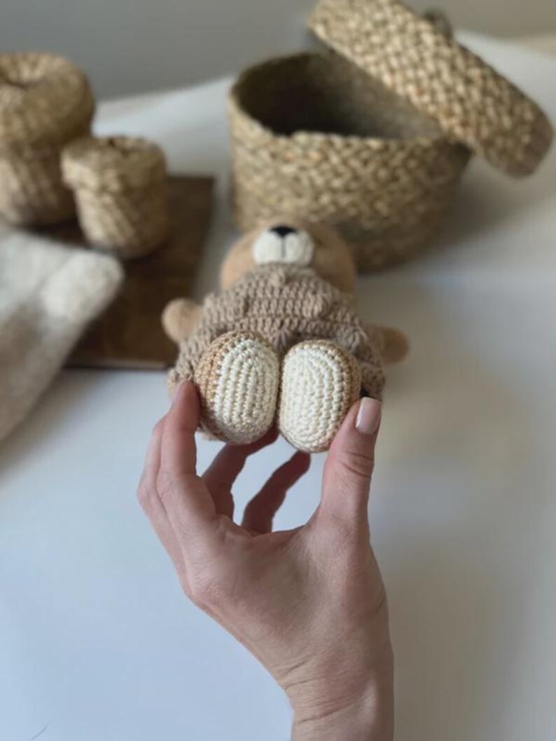 Crochet Teddy Bear Toy, Amigurumi Bear, Handmade Plush Toy, Baby Shower Gift, Nursery Decor, Cute Crochet Animal, Handmade Kids Gift image 3