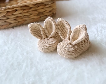 Chaussons bébé faits main, chaussons bébé au crochet, cadeau bébé, chausson tricoté main, cadeau baby shower pour nouvelle maman, chaussons bébé uniques, chaussure bébé lapin