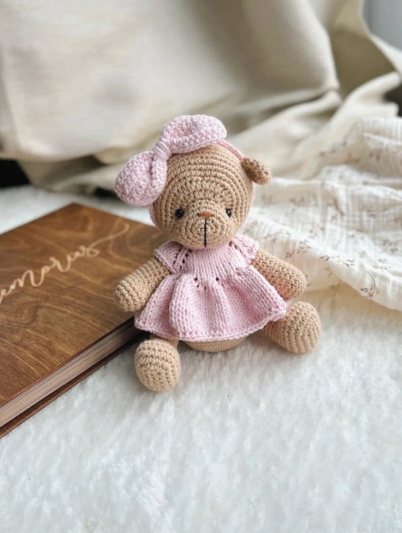 Crochet Toy, Cute Bear Toy, Baby Shower Gift, Christening Gift, Bear Toy, Baby Girl, New Baby Gift, New Mom Gift, Baby Gift, Teddy Bear image 1