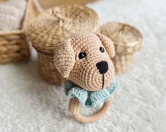 Crochet Rattle, Cute Labrador Rattle, Labrador Retriever Toy,  Baby Shower Gift, Christening Gift, New Baby Gift, New Mom Gift, dog rattle