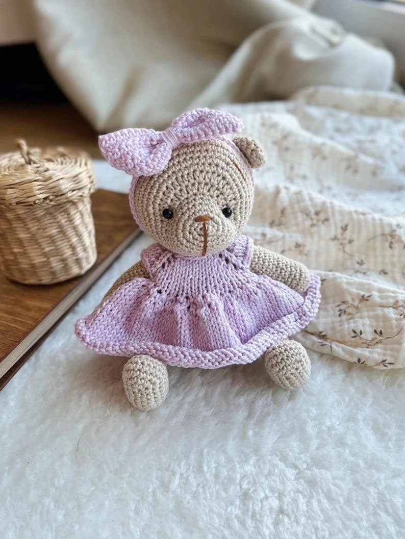 Crochet Toy, Cute Bear Toy, Baby Shower Gift, Christening Gift, Bear Toy, Baby Girl, New Baby Gift, New Mom Gift, Baby Gift, Teddy Bear image 2