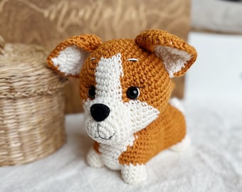 Peluche corgi au crochet - jouet amigurumi fait main pour chien - peluche kawaii - joli cadeau pour les amoureux des chiens - petit corgi déco