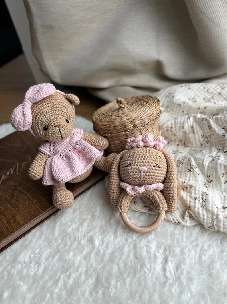 Crochet Toy, Cute Bear Toy, Baby Shower Gift, Christening Gift, Bear Toy, Baby Girl, New Baby Gift, New Mom Gift, Baby Gift, Teddy Bear image 3