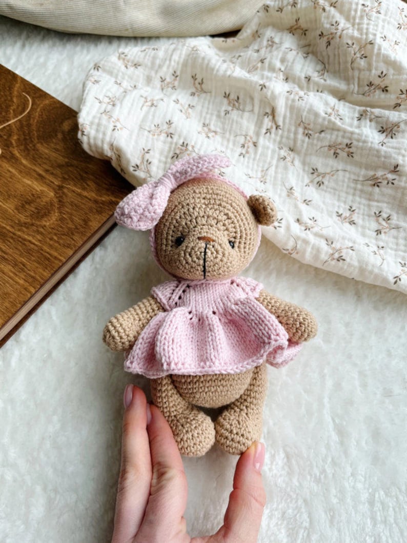 Crochet Toy, Cute Bear Toy, Baby Shower Gift, Christening Gift, Bear Toy, Baby Girl, New Baby Gift, New Mom Gift, Baby Gift, Teddy Bear image 4