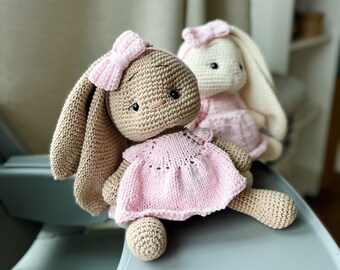 Jouet amigurumi, lapin mignon, cadeau de baby shower, lapin au crochet avec longues oreilles, cadeau de naissance, peluche douce