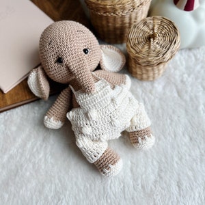 Crochet Toy, Cute Elephant Toy, Baby Shower Gift, Christening Gift, Elephant Toy, Toy in Neutral Colours, New Baby Gift, New Mom Gift