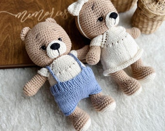 Jouet au crochet, joli ours en peluche, cadeau baby shower, cadeau de baptême, ours en peluche, bébé garçon, cadeau nouveau-né, cadeau nouvelle maman, cadeau bébé, ours en peluche