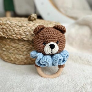 Crochet Rattle, Cute Bear Rattle, Baby Shower Gift, Christening Gift, Bear Toy, Baby Boy, New Baby Gift, New Mom Gift, Baby Gift, Teddy Bear