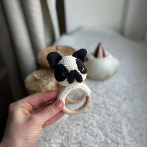Crochet Rattle, Cute Bulldog Rattle, French Bulldog Toy, Baby Shower Gift, Christening Gift, New Baby Gift, New Mom Gift, dog rattle image 3