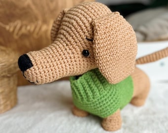 Crochet Dog plushie, Cute Dachshund Toy, Dachshund Toy,  Baby Shower Gift, dog mom gift, New Baby Gift, dog mom, dog toy