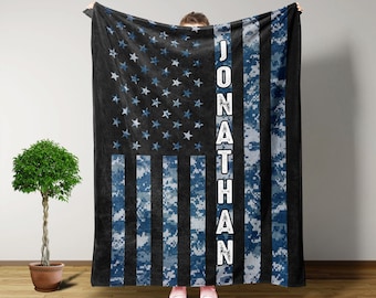 Military Blanket, Throw Blankets, Personalized Name Blanket, Veterans Day Gifts, Army Gifts For Men, Gifts For Military, Christmas Gifts