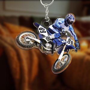Personalized Dirt Bike Keychain, Custom Motocycle Photo Keychain, Motocross Christmas Keychain, Gift For Motocross Lover, Rider Gifts image 2