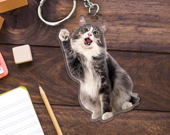 Custom Cat Photo Keychain, Pet Photo Keychain, Cat Lover Gifts, Cat Memorial Gift, Holiday Gift for Pet Lovers, Pet Keychain, Dog Keychain