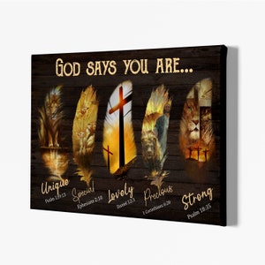 Christian Art Print Poster, God Says You Are Canvas, Inspiration Quote Art Print, God Bible Verses Wall Art, Wall Decor, Home Decoration
