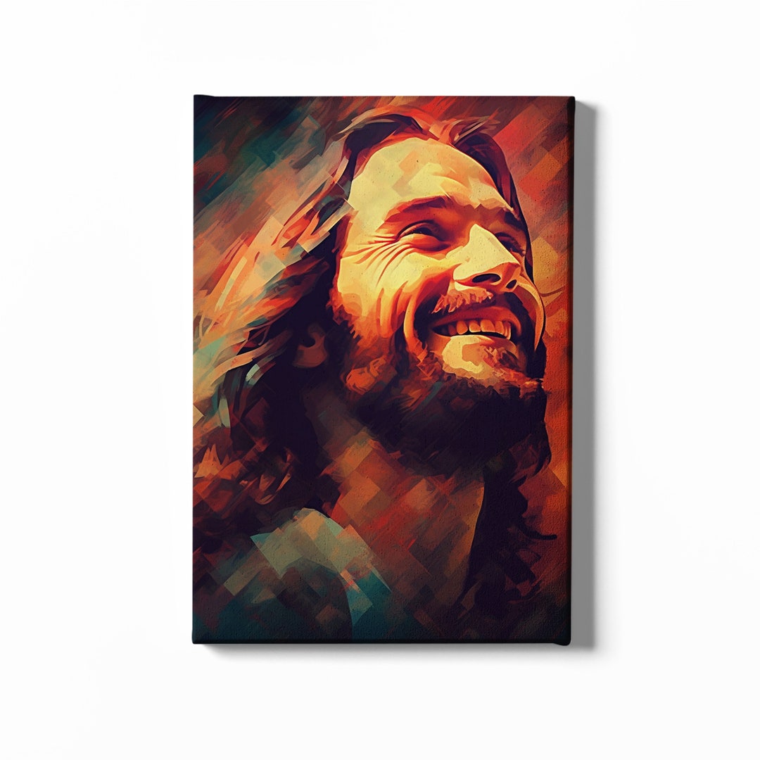 Jesus Wall Art, Pictures of Jesus Laughing, Jesus Poster, Christian