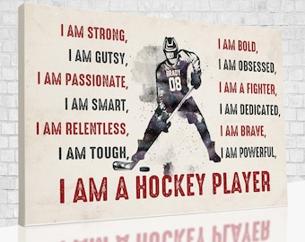 I Am A Hockey Player Canvas, Wall Art For Living Room, Custom Canvas, Hockey Gifts, Gifts For Hockey Lovers, Christmas Gifts, Gifts For Men