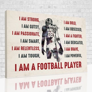 Custom Canvas, I Am A Football Player Canvas, Wall Art For Living Room, Football Poster, Football Gifts, Christmas Gifts For Men