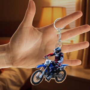 Personalized Dirt Bike Keychain, Custom Motocycle Photo Keychain, Motocross Christmas Keychain, Gift For Motocross Lover, Rider Gifts image 3