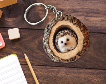 Hedgehog Lover Gift, Hedgehog 2D Flat Acrylic Keychain, Hedgehog Keychain, Hedgehog Decoration Hedgehog Gifts, Hedgie Keyring Gift
