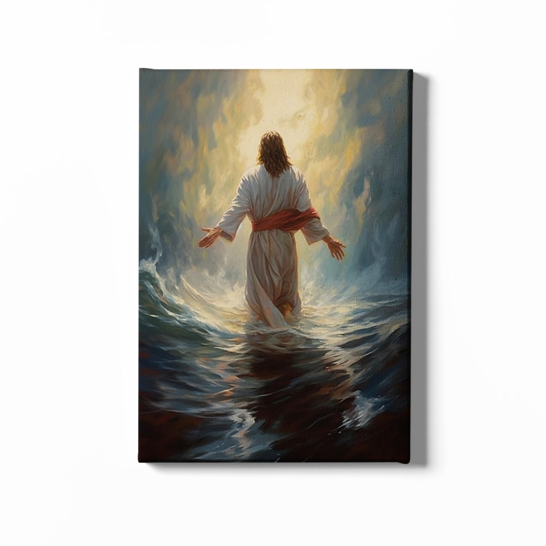 Jesus Walking on the Water Poster, Jesus Wall Art, Christian Wall Art