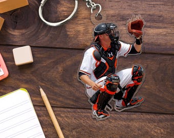 Customized Catcher  Photo Keychain, Catcher Keychain, Gift For Catcher, Baseball Photo Keychain, Baseball Gifts, Catcher Gifts For Boy