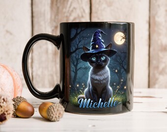 Personalized Halloween Cat Mug, Cat Gifts For Women Lover, Pet Lover Gifts, Halloween Decor For Birthday, Cat Mom Gifts, Pet Gifts