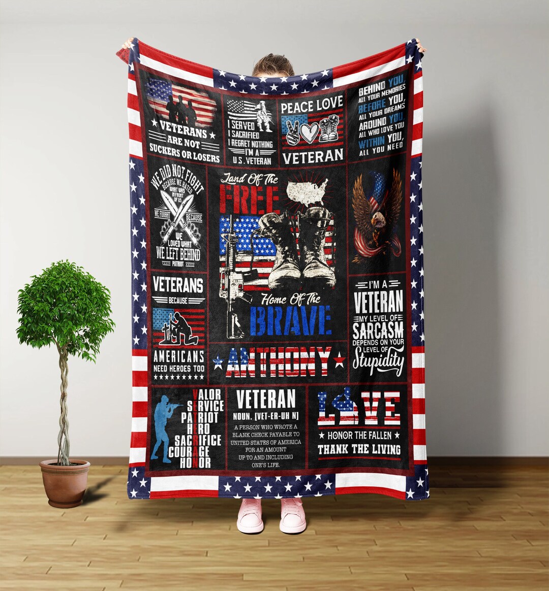 Veteran Blanket, Throw Blanket, Custom Blanket, Gifts for Veterans