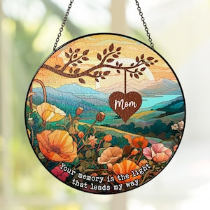 Mom Memorial Gifts Glass Suncatcher, Custom Memorial Suncatcher, Mom Remembrance Gifts, Loss Of Mom Gift, Personalized Memorial Gift