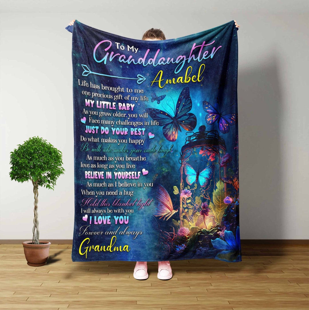 To My Granddaughter Blanket, Personalized Blankets and Throws