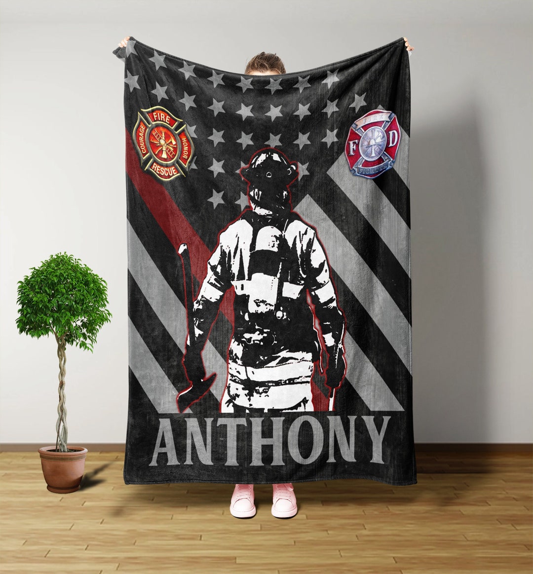 Fireman Throw Custom Blanket, Firefighter Blanket, Throw Blanket, Gifts for ...