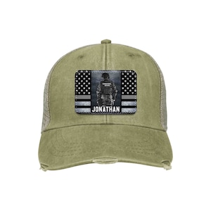 Personalized Correctional Officer Cap, Ollie Cap, Patriotic Gifts For Men, Custom Thin Silver Line Cap, Correctional Officer Gifts