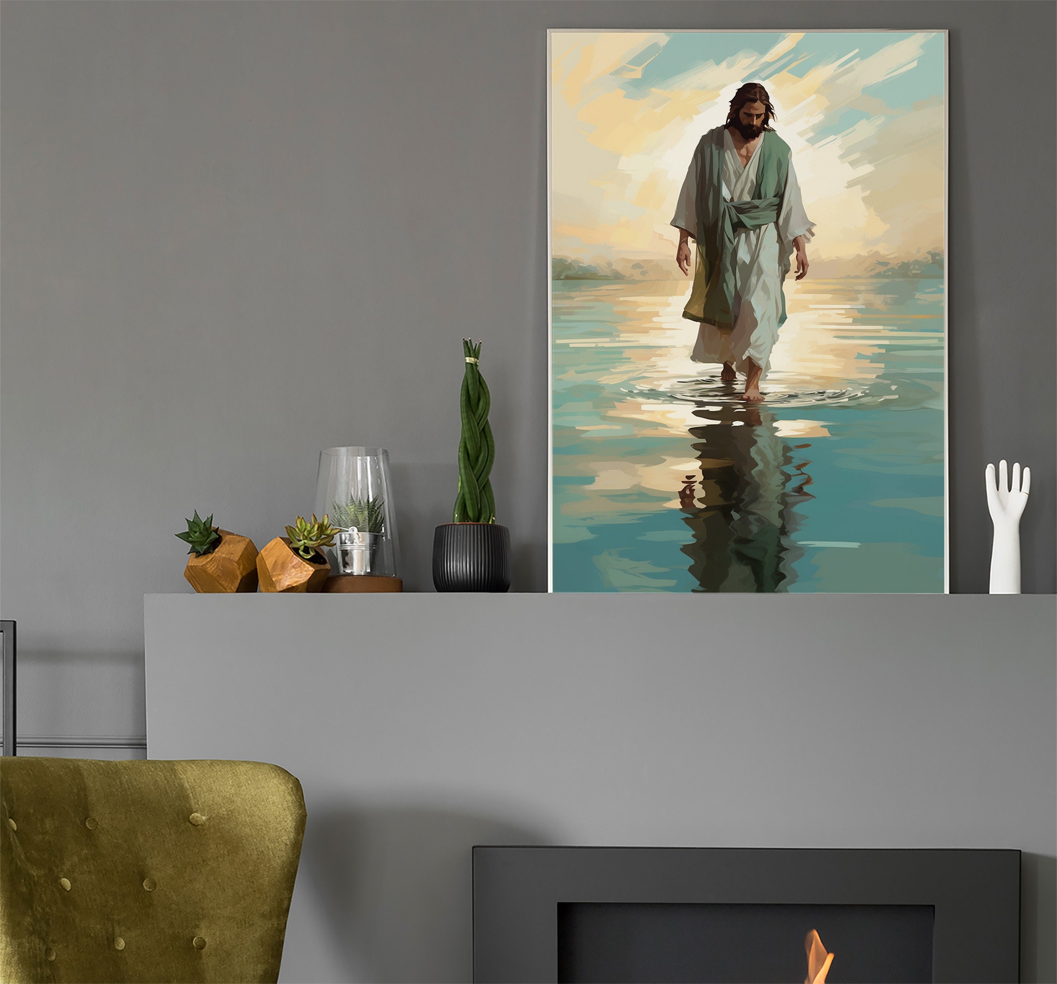 Jesus Walking on Water Poster, Jesus Wall Art, Christian Wall Art ...