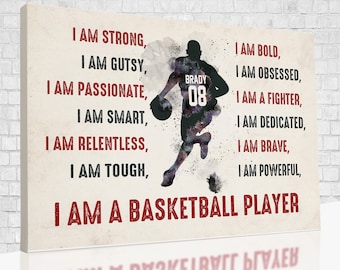 Custom Canvas, I Am A Basketball Player Canvas, Wall Art For Living Room, Basketball Gifts, Wall Decor Living Room, Christmas Gifts For Men
