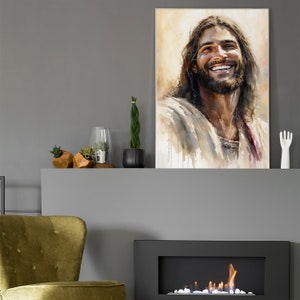 Jesus Laughing Picture of Jesus Watercolor Christ Art - Etsy