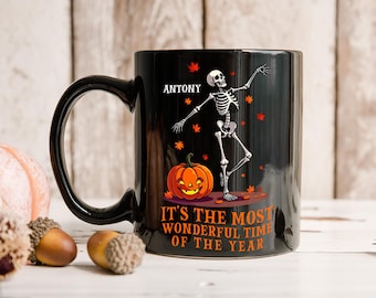Personalized Halloween Mug, Skeleton Gifts For Men Women, Spooky Season Gifts For Her, Halloween Gifts, Spooky Gifts, Halloween Decorations