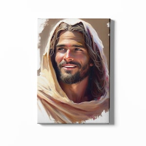 Jesus Laughing, Picture Of Jesus, Watercolor Christ Art, Smiling Christ, Jesus Smiling, Jesus Art Print, Wall Decor, Wall Art