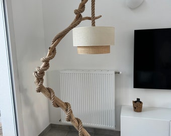 Custom natural wood floor lamp for interiors