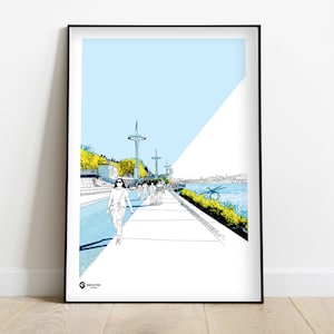 Poster for the Quais du Rhône swimming pool in Lyon
