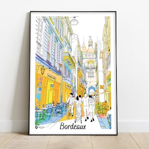 Póster Burdeos, rue Saint James, barrio de la gran campana
