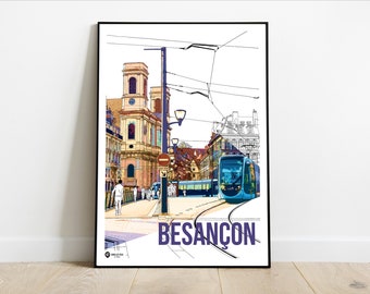Besançon city center poster