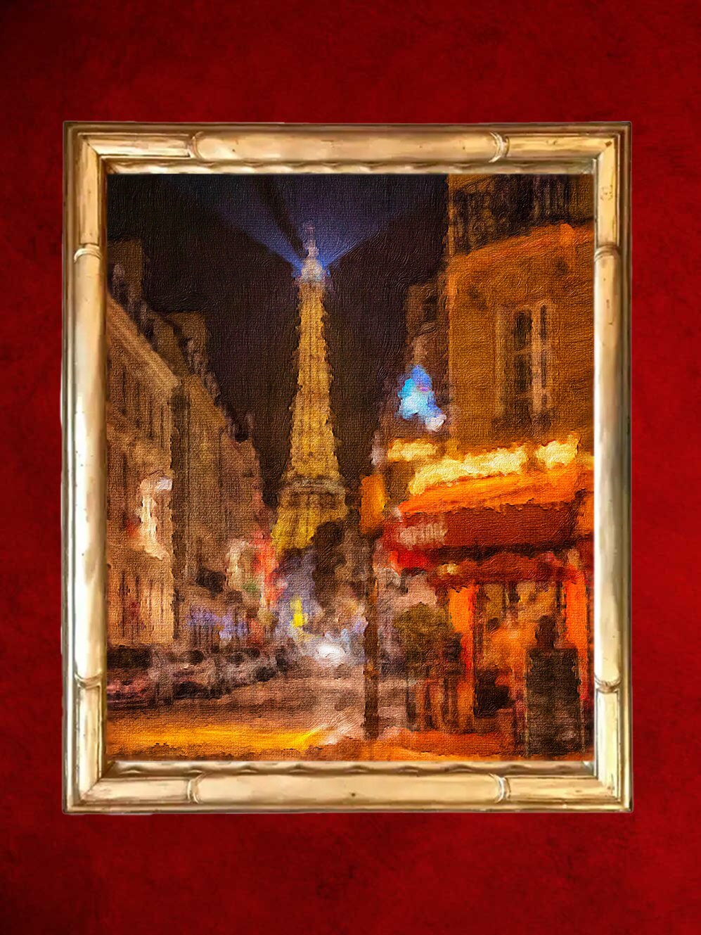 Impression sur Toile de Peinture à L'huile Originale Paysage Classique Paris Tour Eiffel