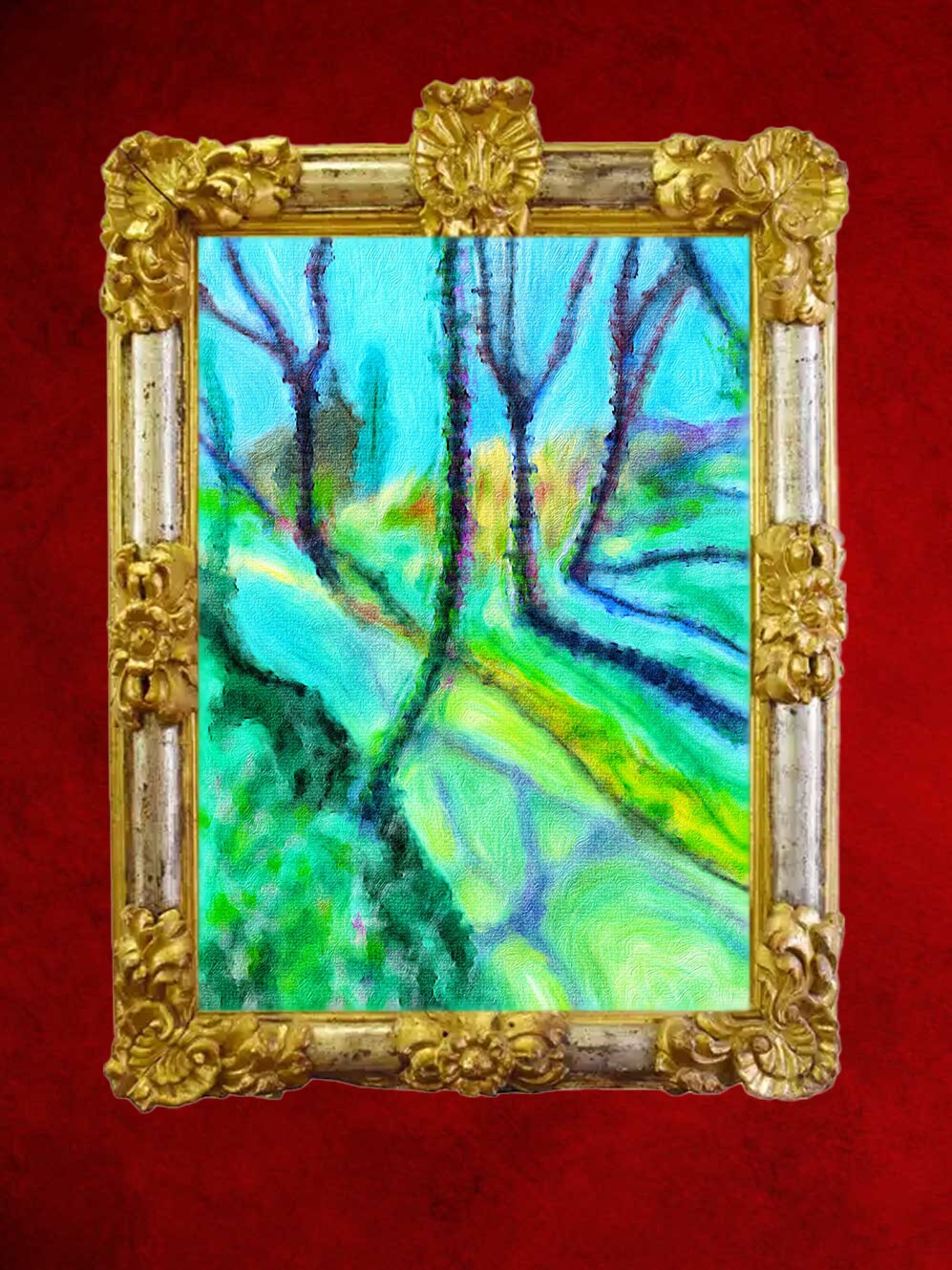 Impression sur Toile de Peinture à L'huile Originale Paysage Contemporain Moderne Bois